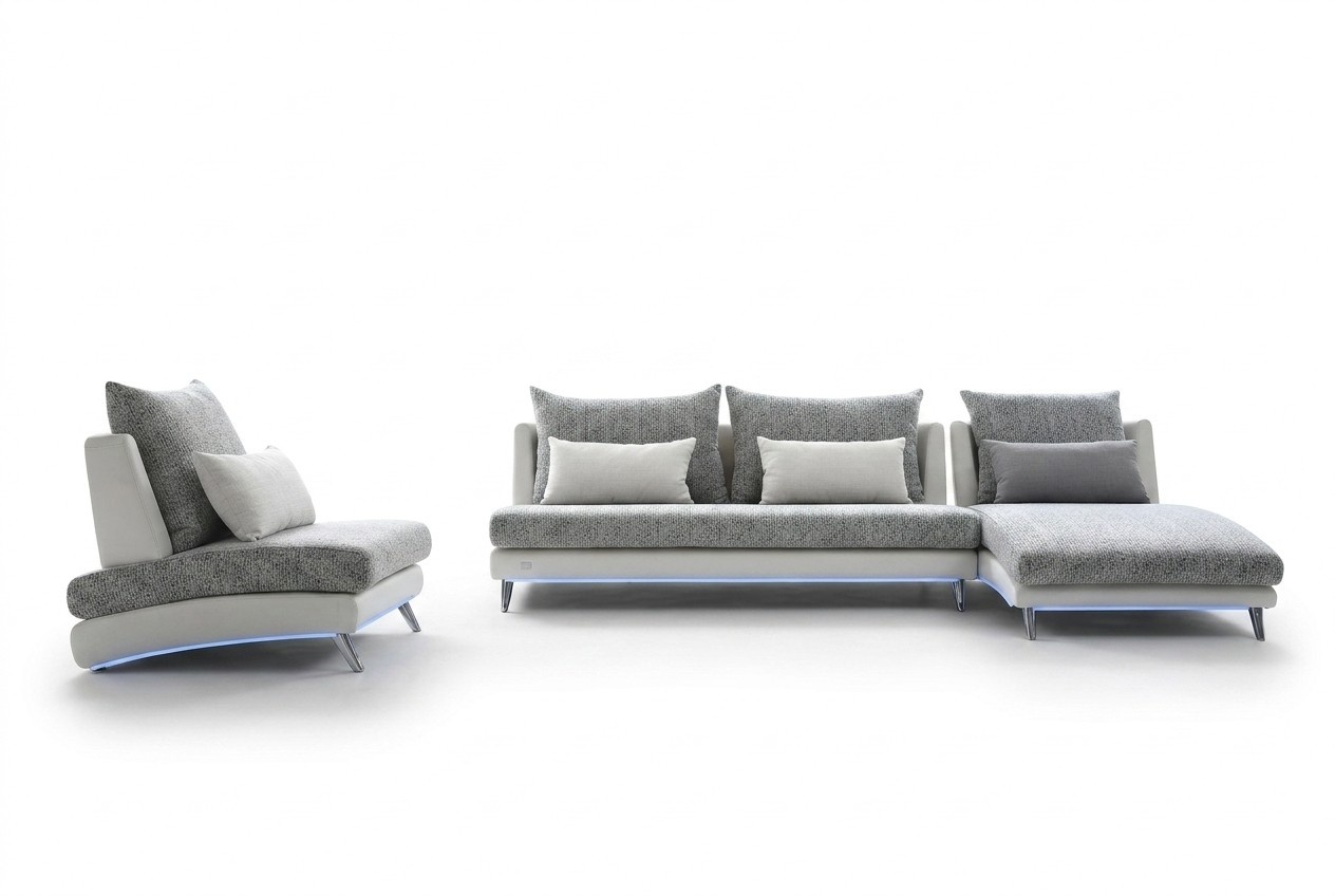 Moderne Design Ecksofa Polster Couch Garnitur 155x390cm Stoff Textil Sofa Ecke