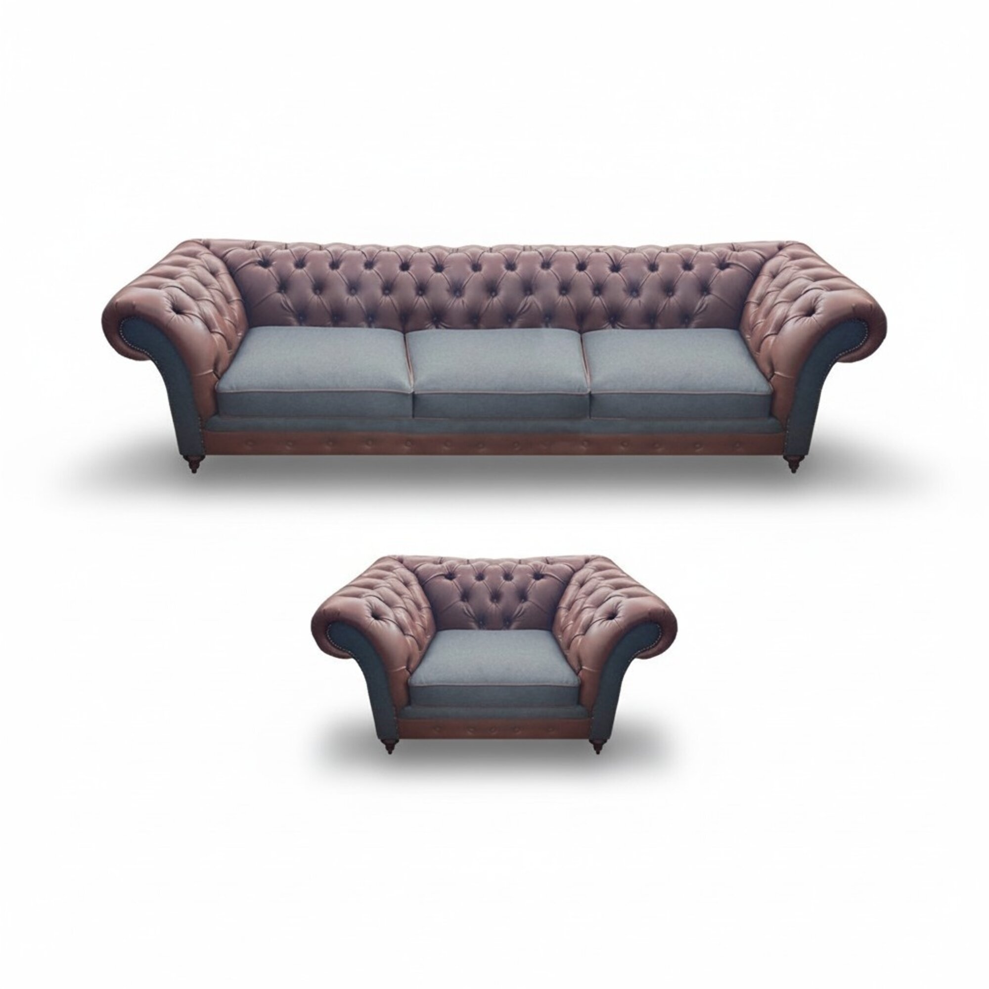 Moderne Designer Sofagarnitur Polster Set Luxus Leder Sofas Couchen Chesterfield