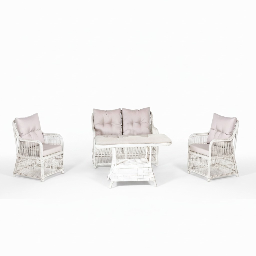 Moderne Gartenmöbel 4tlg. Tisch Sessel Hocker Veranda Sofa Garnitur