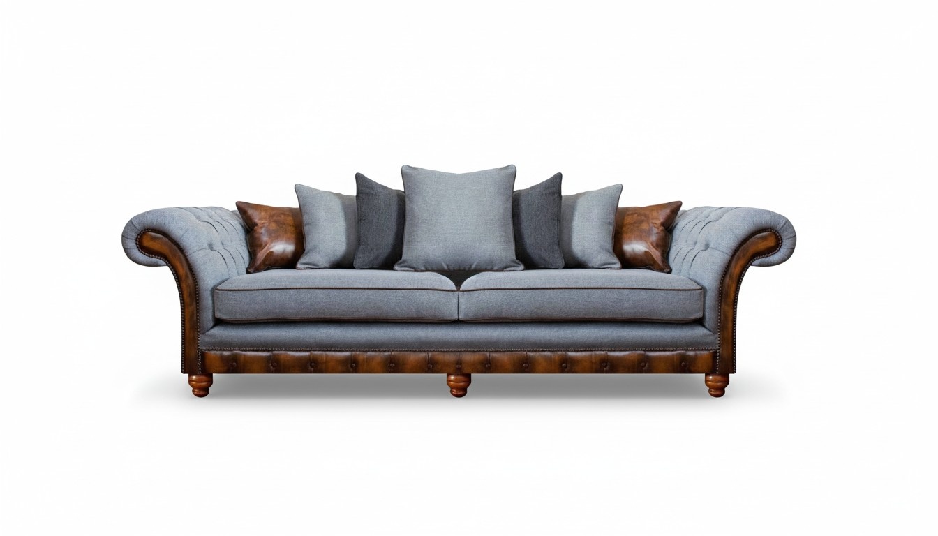 Moderne Grau Zweisitzer Sofa Couch Luxuriöse Möbel Polstersitz Chesterfield
