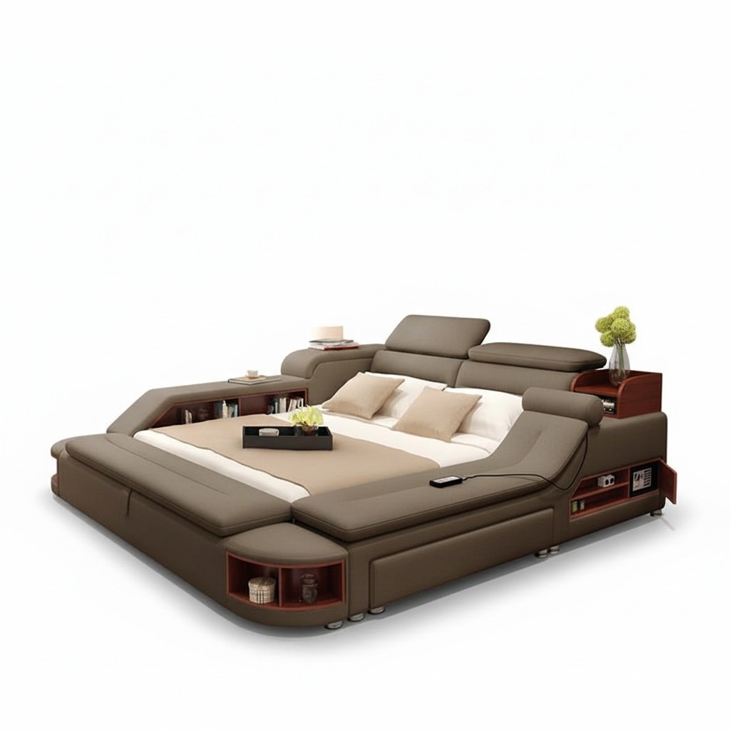 Moderne Hotel Multifunktion USB Sound Doppel Design Leder Bett Polster
