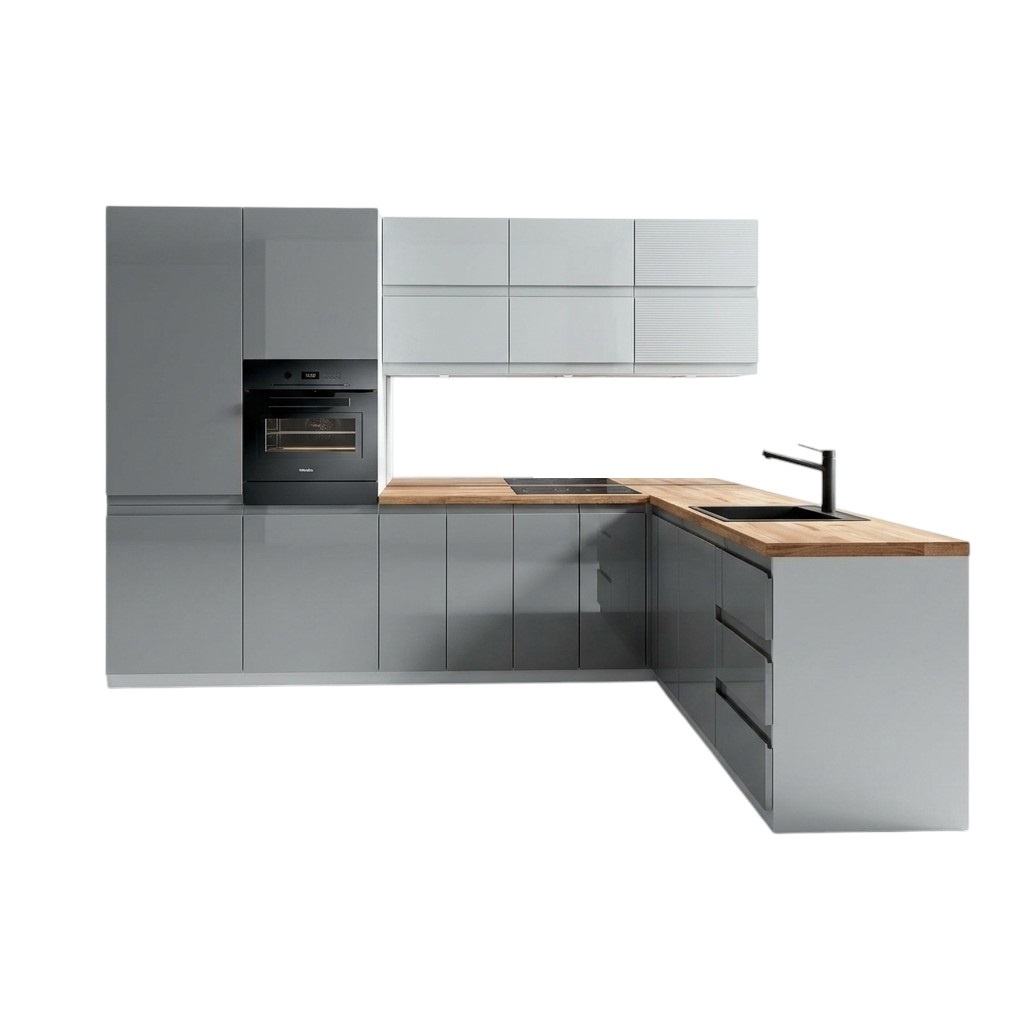 L Zeile Küchen Schrank Design Möbel Maßfertigung Küchenzeile Grau