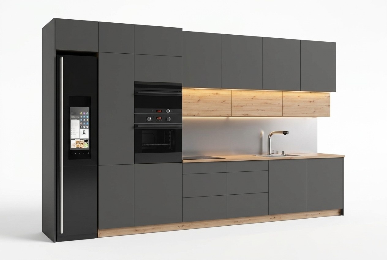 Moderne Küche Zeile Küchen Schrank Design Möbel Maßfertigung Küchenzeile Grau