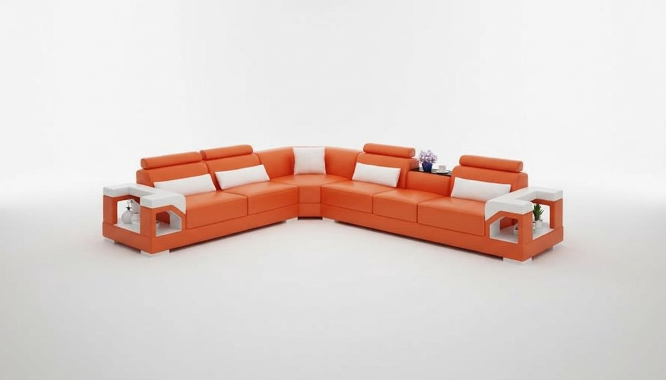 Moderne Ledersofa Couch Polster Sofa Couchen Ecksofa + USB