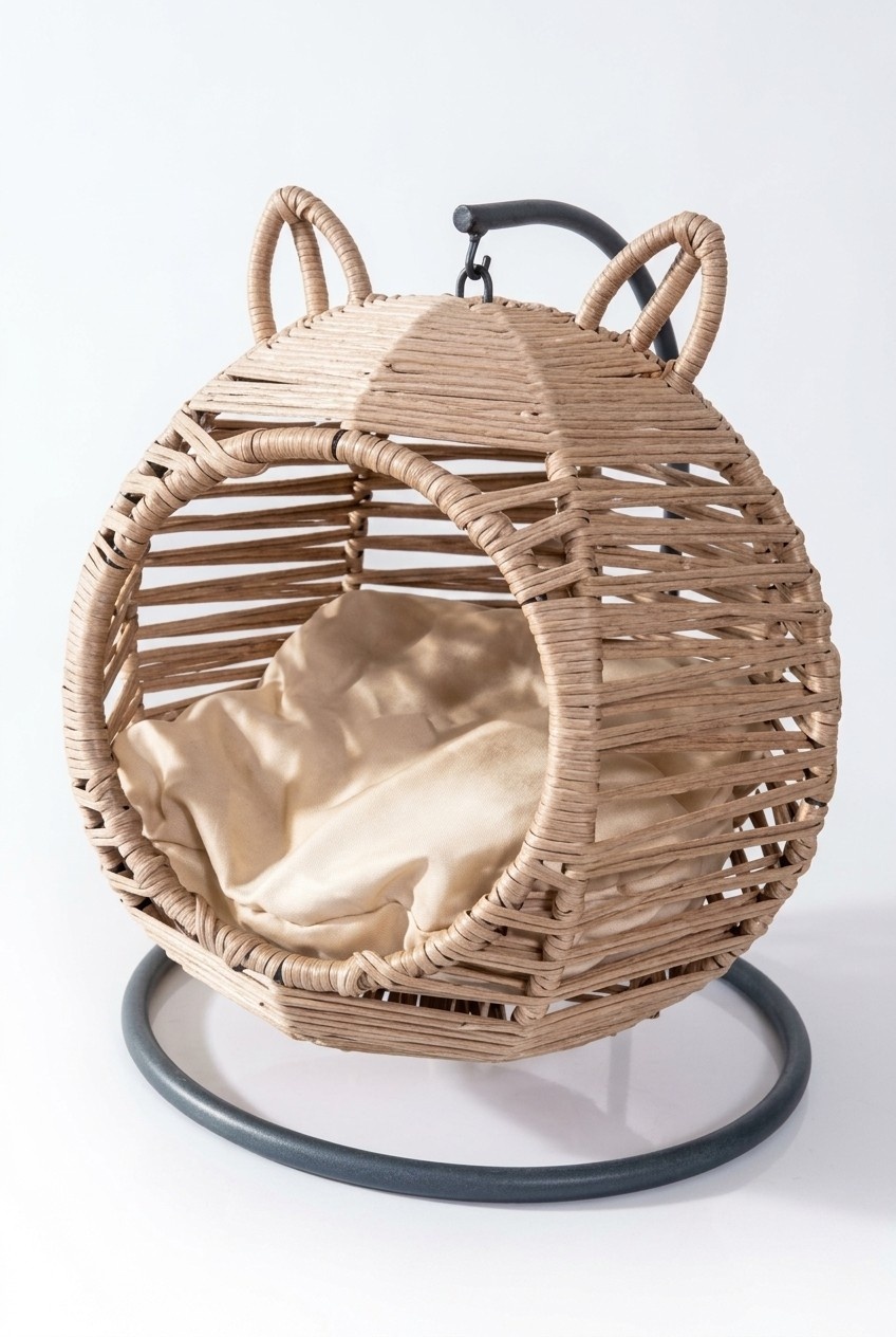 Moderne Rundschaukel Katzen Liege Beige Luxus Modernes Möbelstück Holz