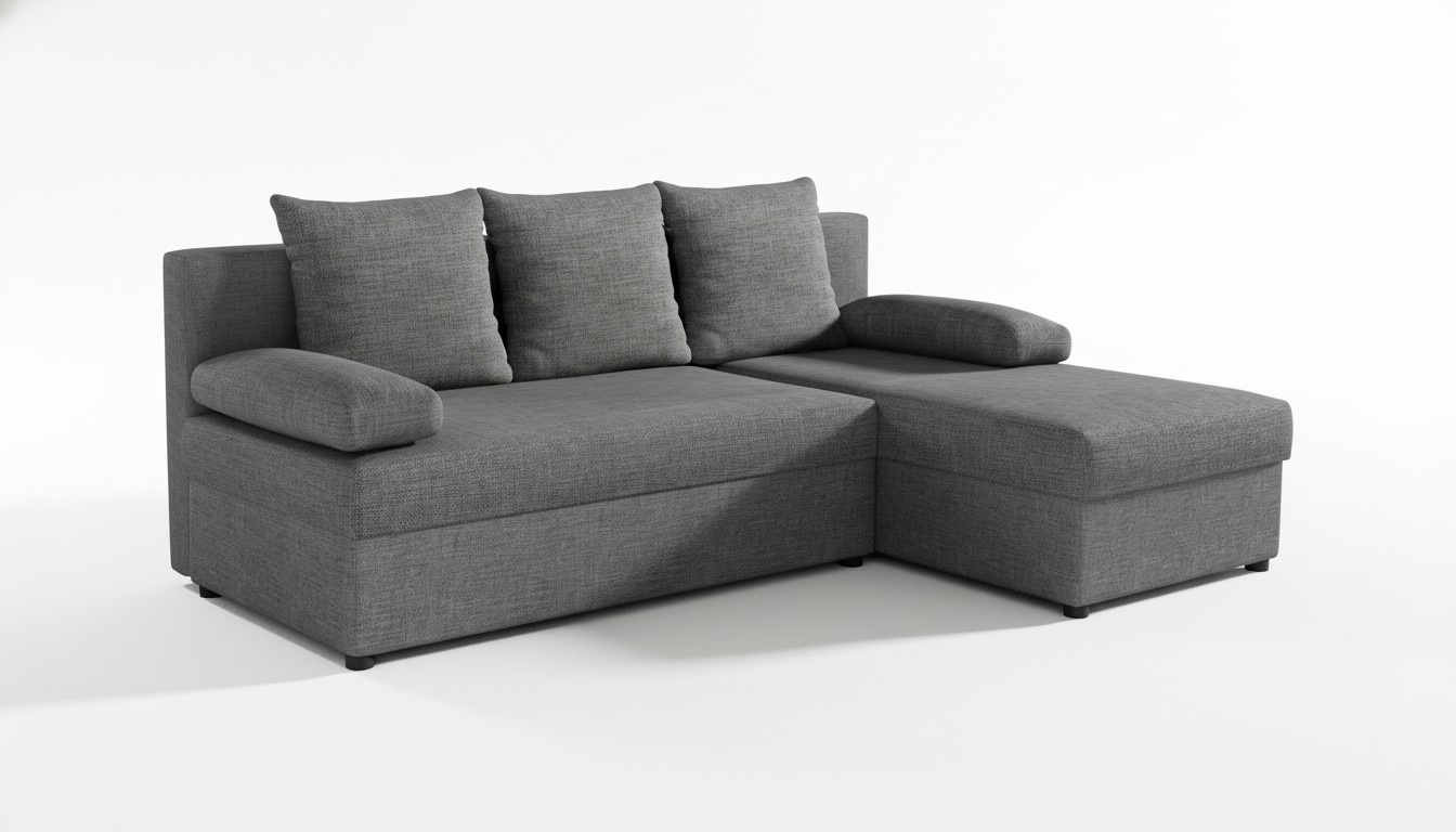 Moderne Schlafsofa Couch Polster Ecksofa Garnitur Bettfunktion Textil Leder