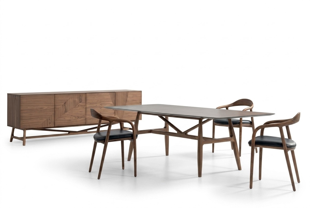 Modernen 6tlg Esszimmer Set Tisch 4x Stühle mit Anrichte Essgarnitur Gruppe