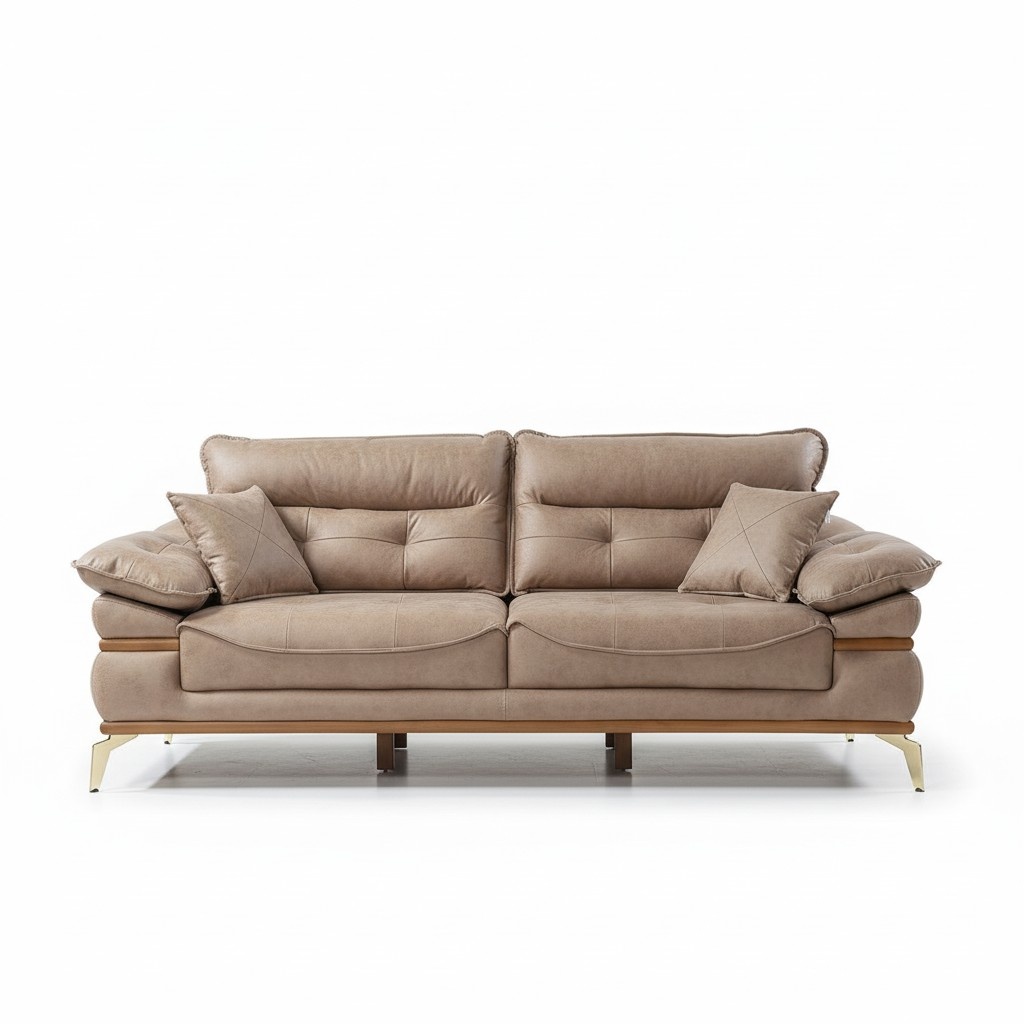 Moderner Beiger Dreisitzer Luxus Wohnzimmer Möbel Sofa 3-Sitzer Couch
