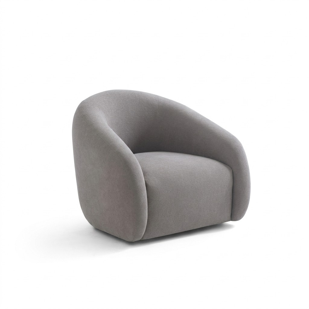 Moderner grauer Sessel aus Textil und Holz