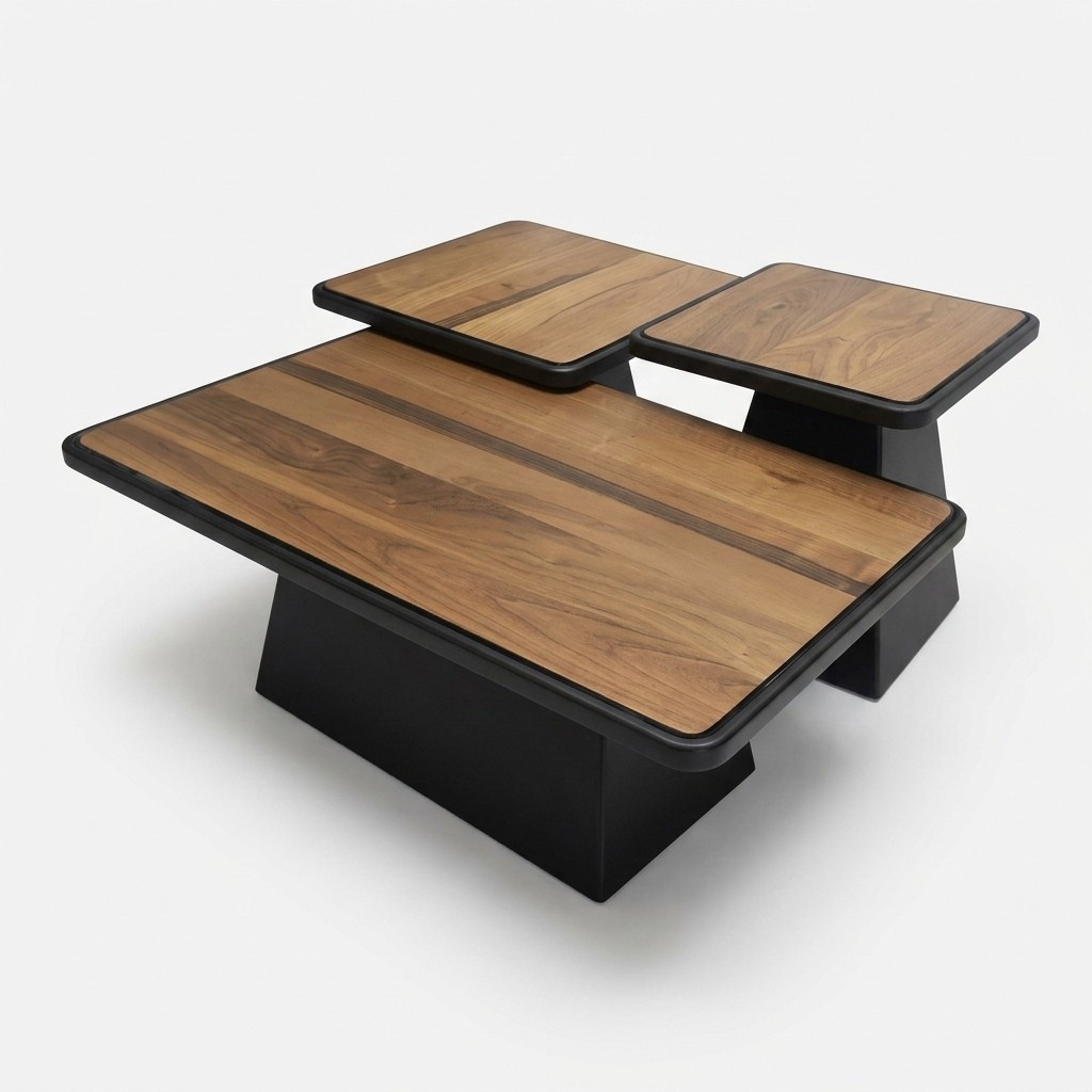Modernes Couchtisch-Set Wohnzimmer Luxus Möbel 3x Holz Beistelltische Tisch