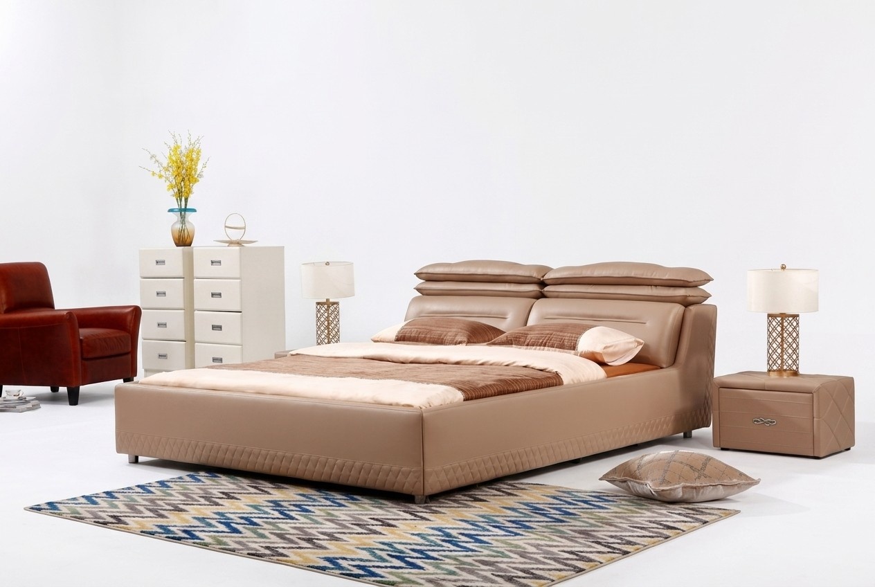 Modernes Design Bett XXL Luxus Hotel Betten Stil Doppel Leder 140 160