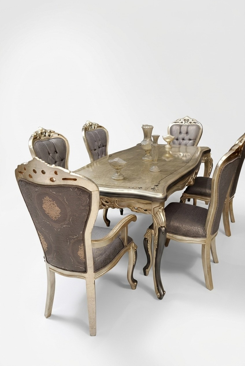 Modernes Esszimmer Möbel luxuriösen Esstisch + 6x Stühle Tisch Stühle