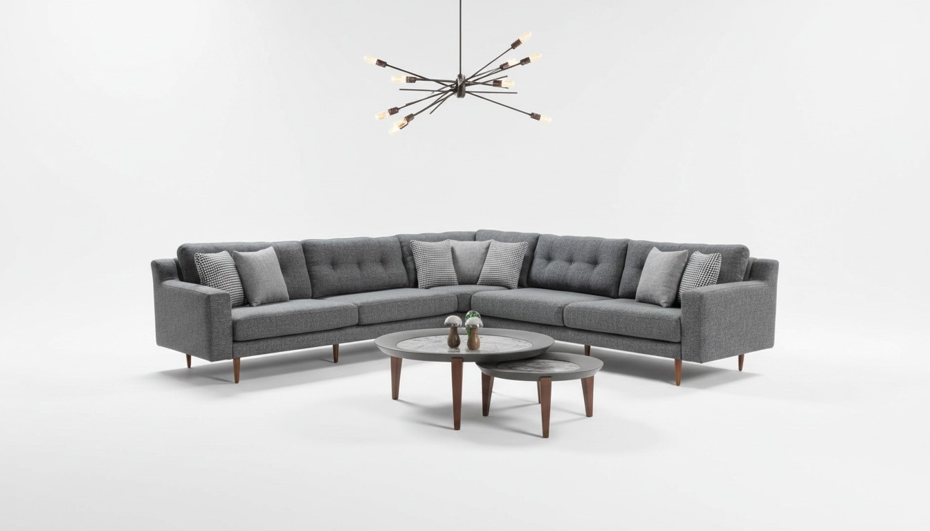 Modernes Graues Polstersofa Wohnzimmer Stoffsofa Designer L-Form Couch
