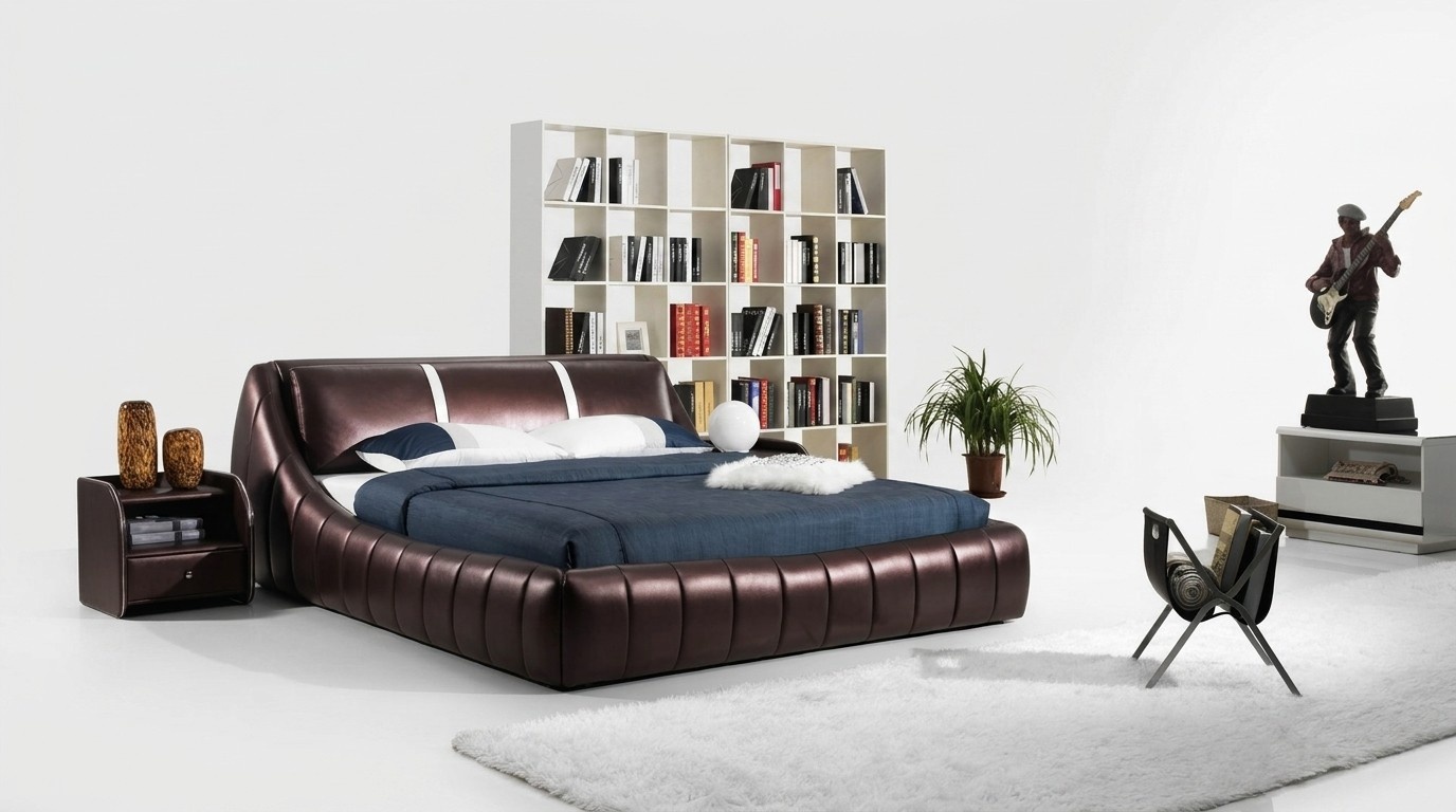 Modernes Hotel Design Bett XXL Betten Luxus Stil Doppel Leder