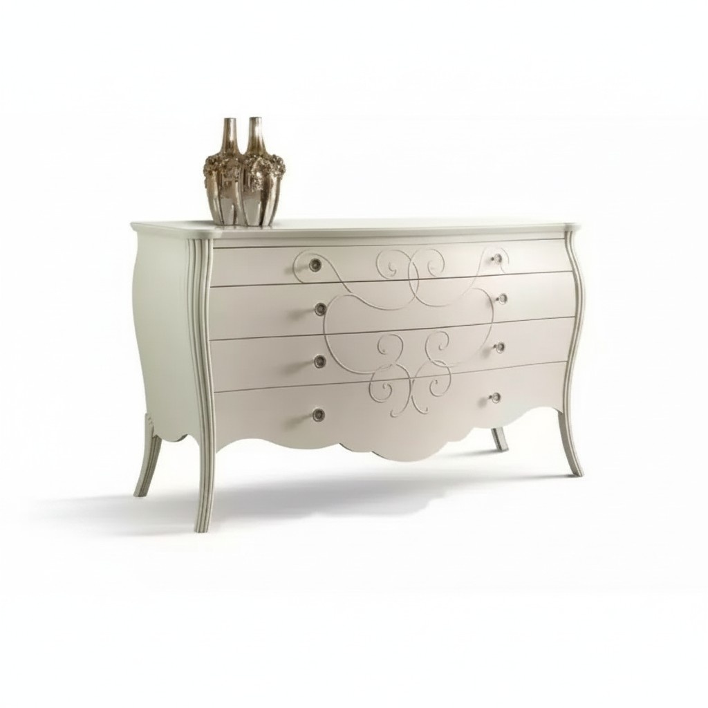 Möbel Design Klassischе Kommode Schrank Weiß Luxus Holz Neu
