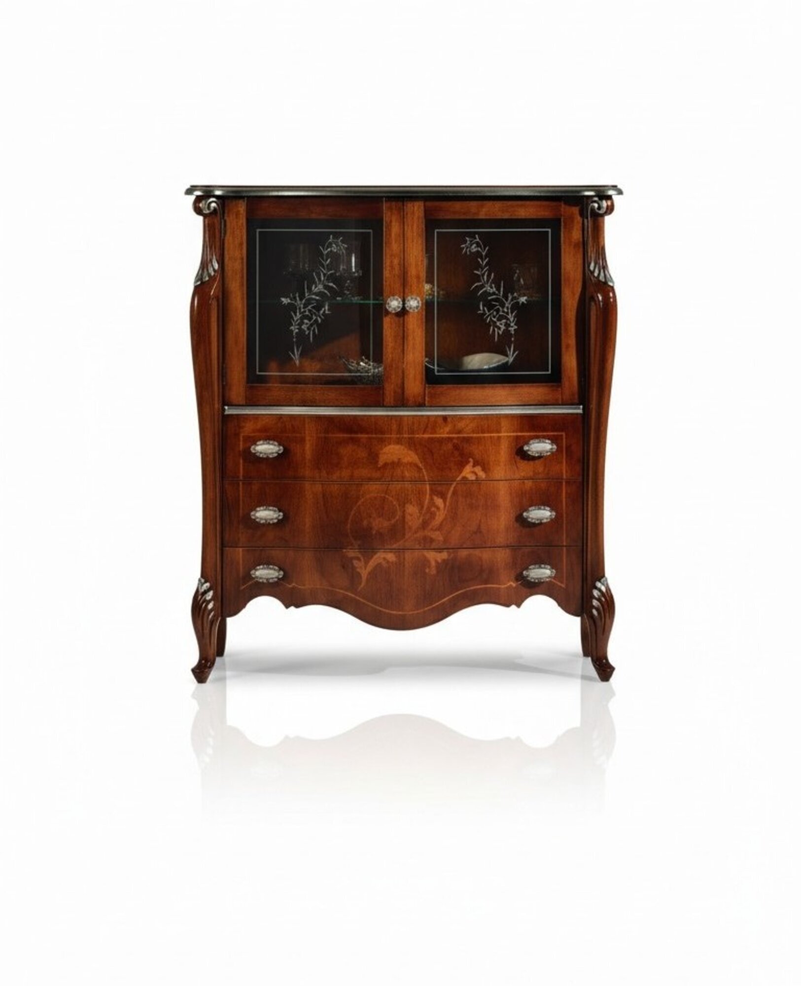 Luxuriös Möbel Holz Glas Stil Barock Schrank Kommode Schränke Designer