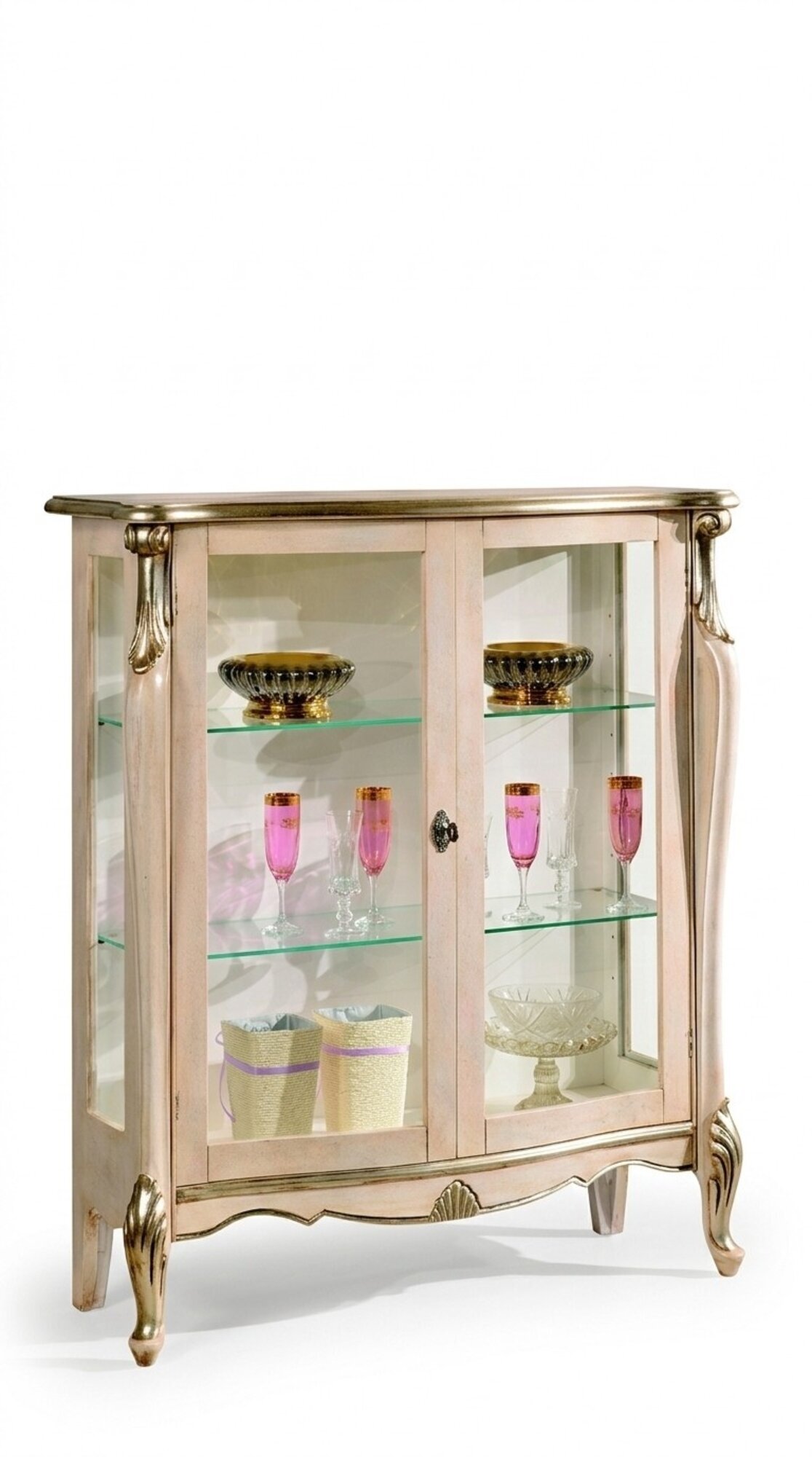 Möbel Holz Stil Barock Vitrine Glasschrank Kommode Schränke Italienische