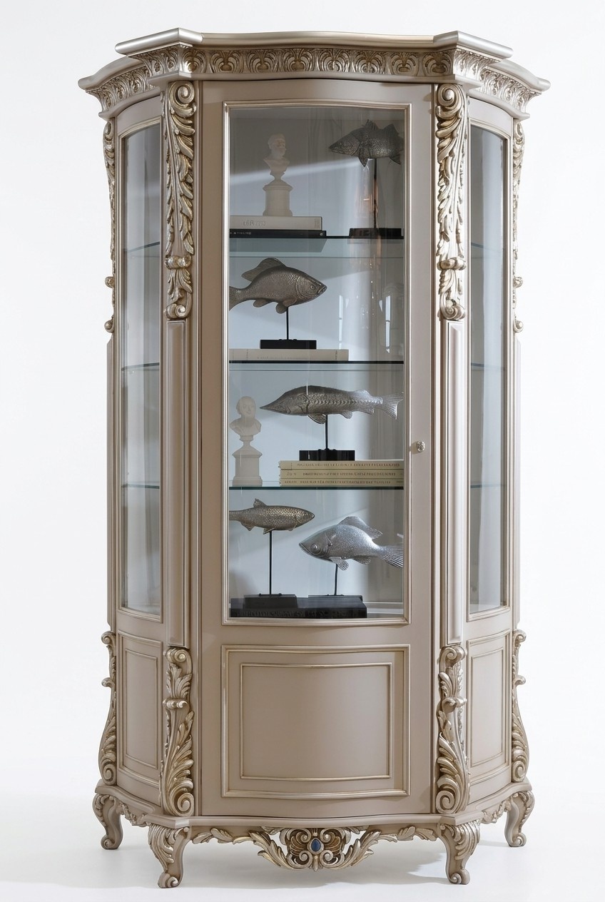 Möbel Massive Holz Vitrinen Glas Schrank Anrichte Echtholz Vitrine Wohnzimmer