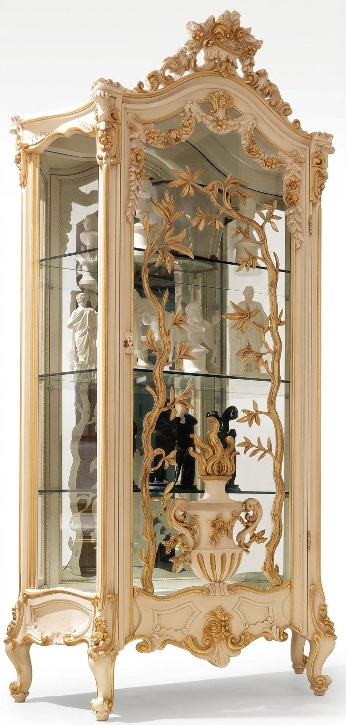 Möbel Massive Holz Vitrinen Anrichte Glas Schrank Echtholz Vitrine Wohnzimmer