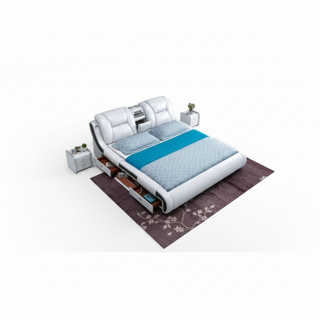 Multifunktion Sofa Bett xxl Big Betten Boxen USB Hotel Leder Polster Schubladen