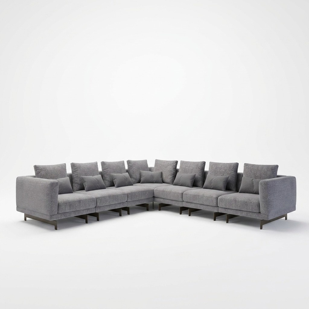 Neu Komplett Möbel Ecksofa L-Form Textil Wohnzimmer Holz Couchtisch