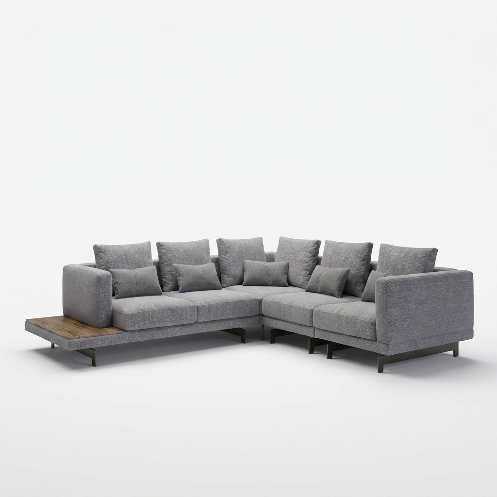 Luxus Garnitur Textil Polstersofa L-Form Möbel Wohnzimmer Couchtisch