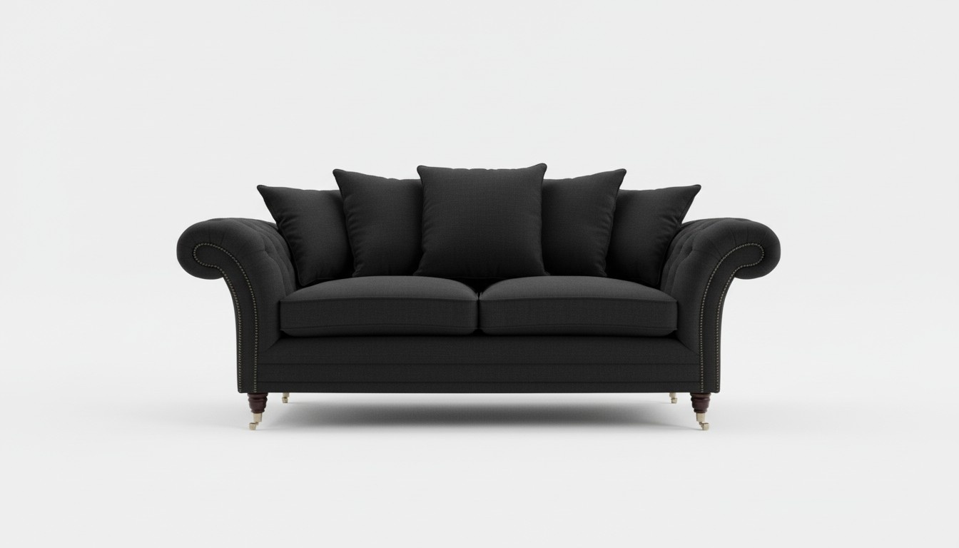 Neu! Sofa 3 Sitzer Couch Chesterfield Polster Sitz Garnitur Leder Textil Schwarz