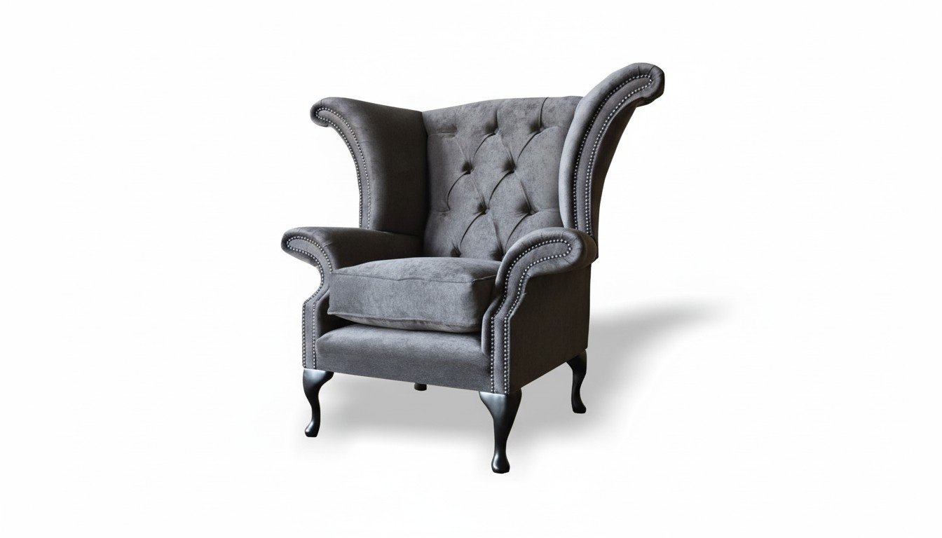 Ohrensessel Sessel Fernseh Design Polster Sofa Couch Textil Chesterfield