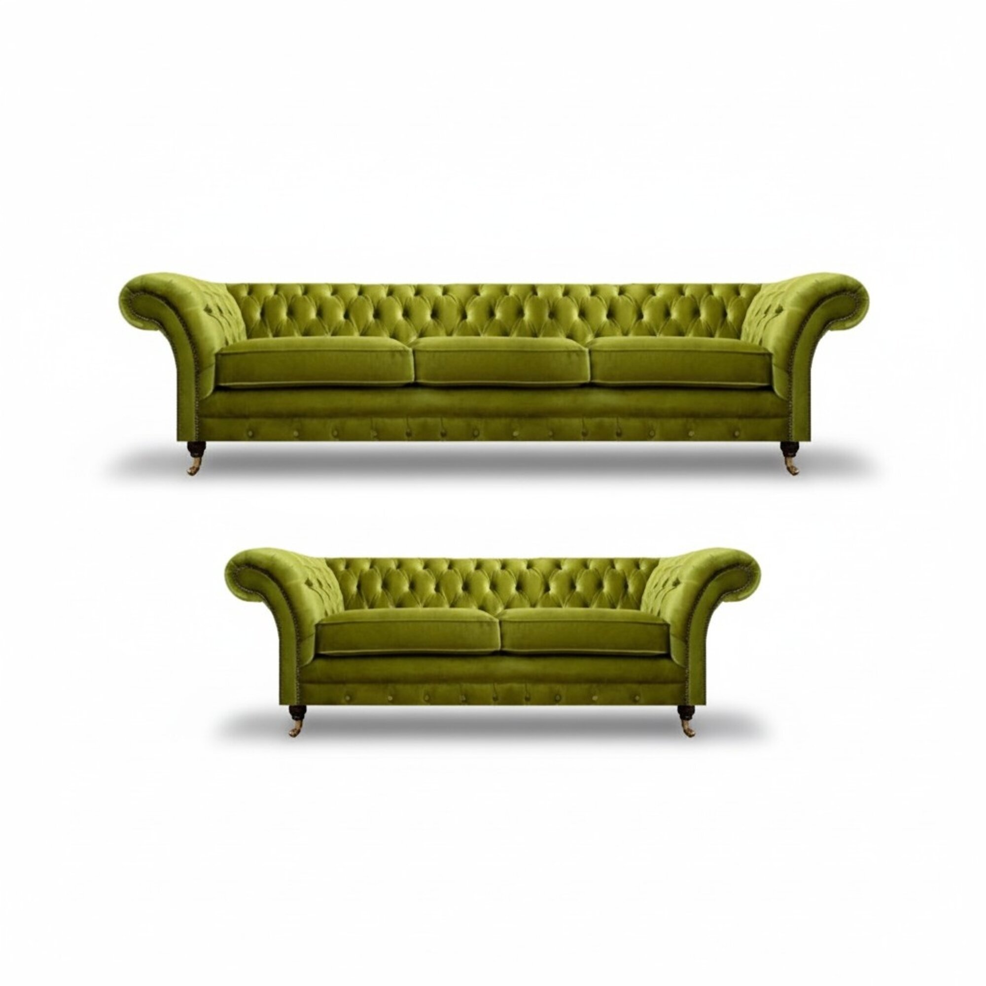 Olivengrüne Chesterfield Sofagarnitur Wohnzimmer Komplette Textil Möbel