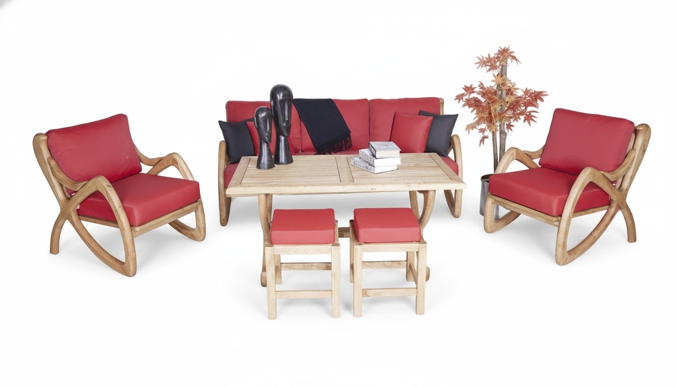 Outdoor Komplett Gartenmöbel Robuster Sofagarnitur 3+1+1 Sitzer Esstisch