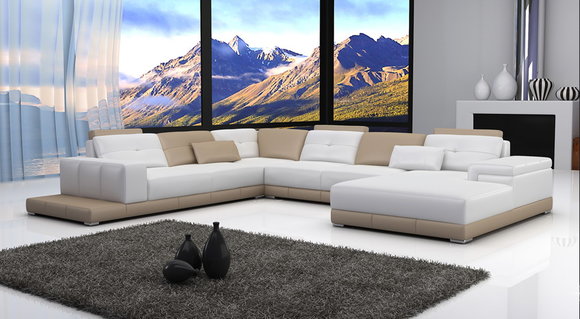 Designsofa Ledersofa Sofa Couch U-Wohnlandschaft Ecksofa Couchen