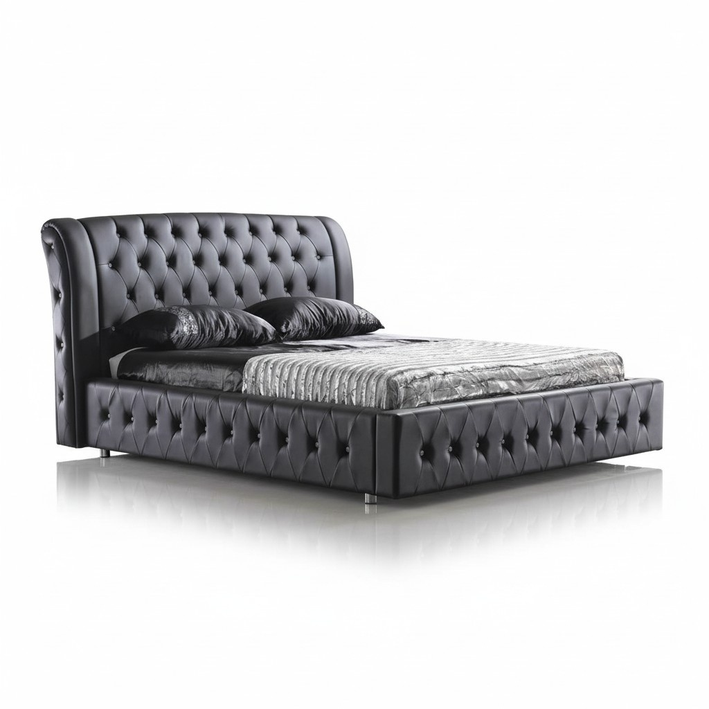 Polster Doppel Ehe Betten Modernes Designer Bett Leder Textil XXL Schlaf S-9270