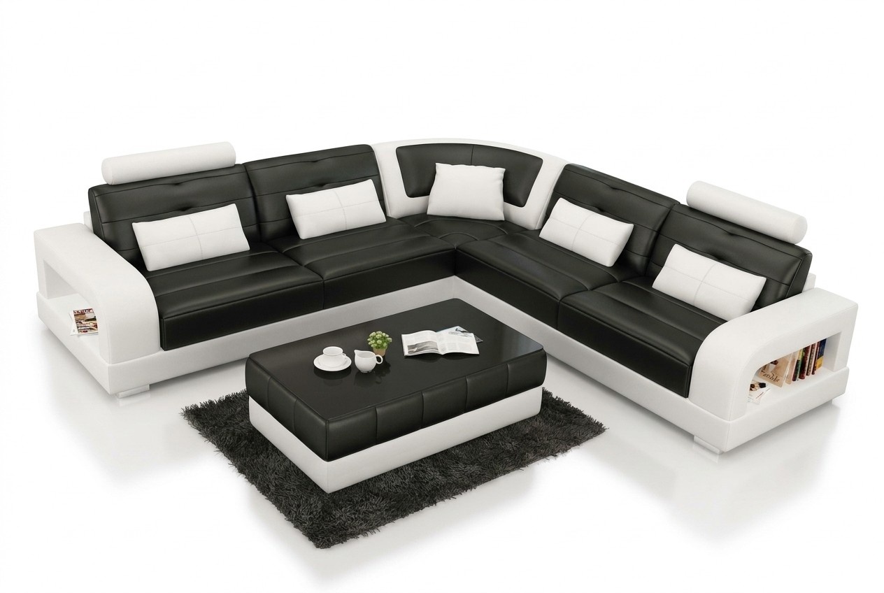 Polster Ecksofa Sofa Couch Wohnlandschaft Leder Eck Sofas Garnitur