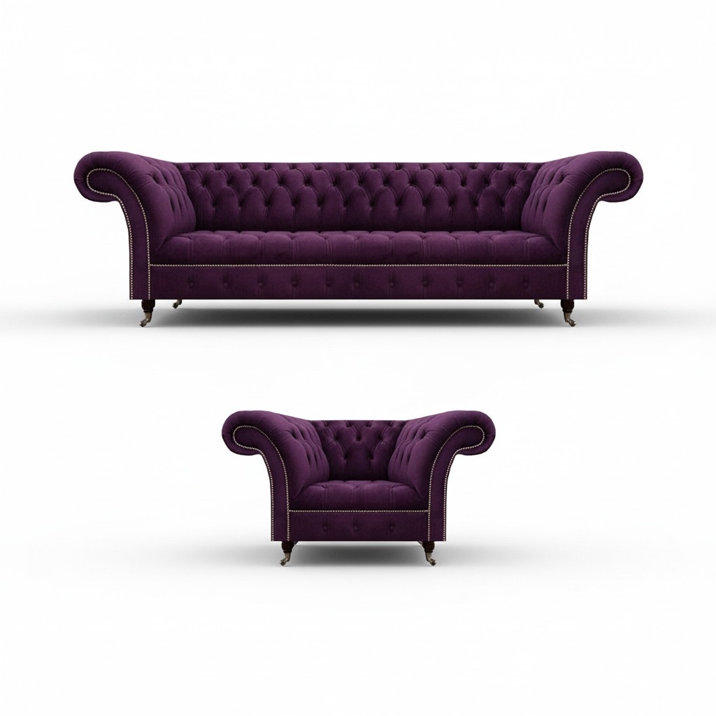 Polster Luxus Möbel Sofagarnitur 2tlg Design Lila Textilsofas Modern Design