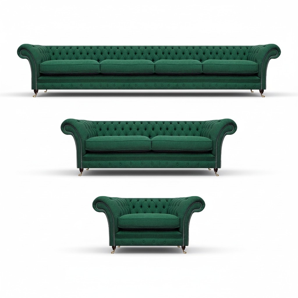 Polstermöbel Chesterfield Grün Sofagarnitur 3tlg Wohnzimmer Komplett Möbel