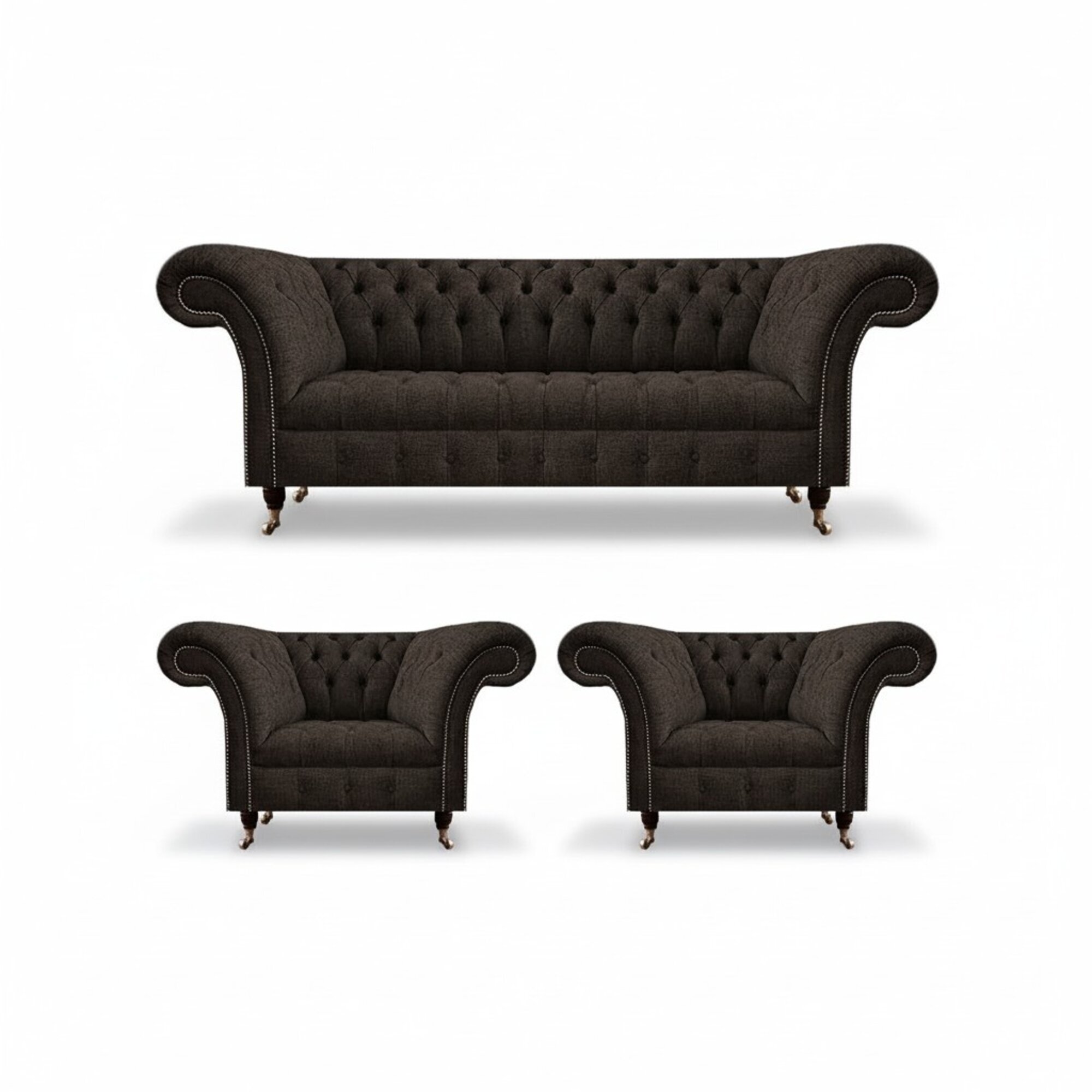 Polstermöbel Chesterfield Wohnzimmer Set 3tlg Luxus Komplett Designer
