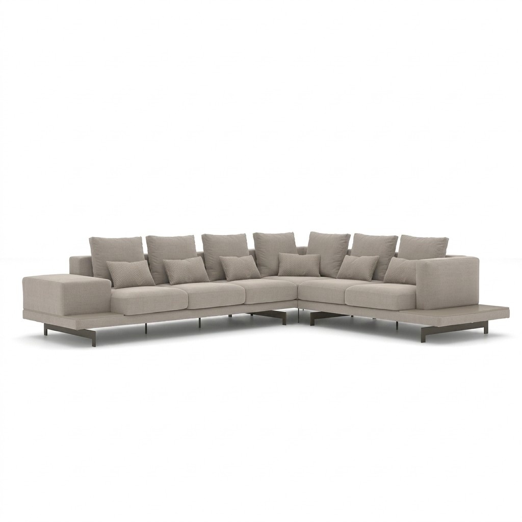 Polstermöbel Grau Designer Ecksofa L-Form Textil Sofa Wohnzimmer