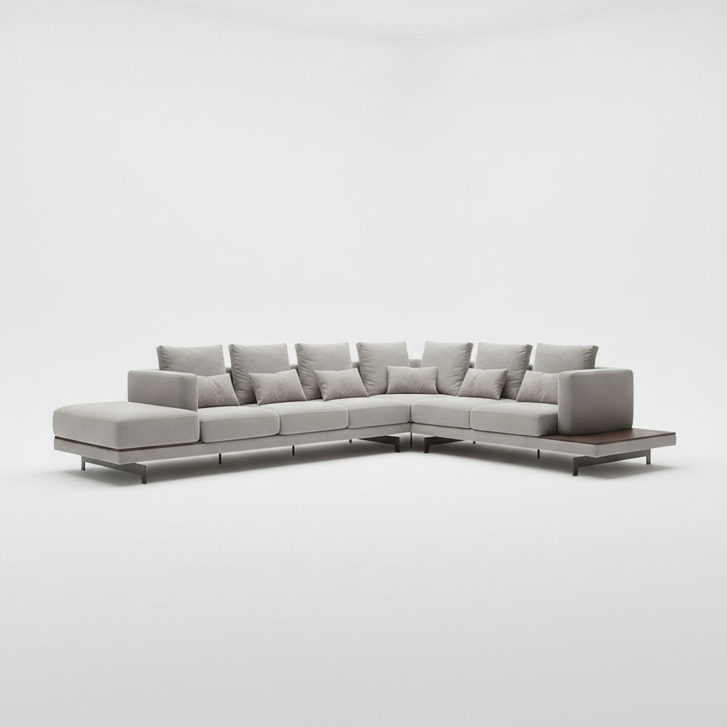 Polstermöbel Grau Sofa Couch L-Form Ecksofa Wohnzimmer Couchtisch