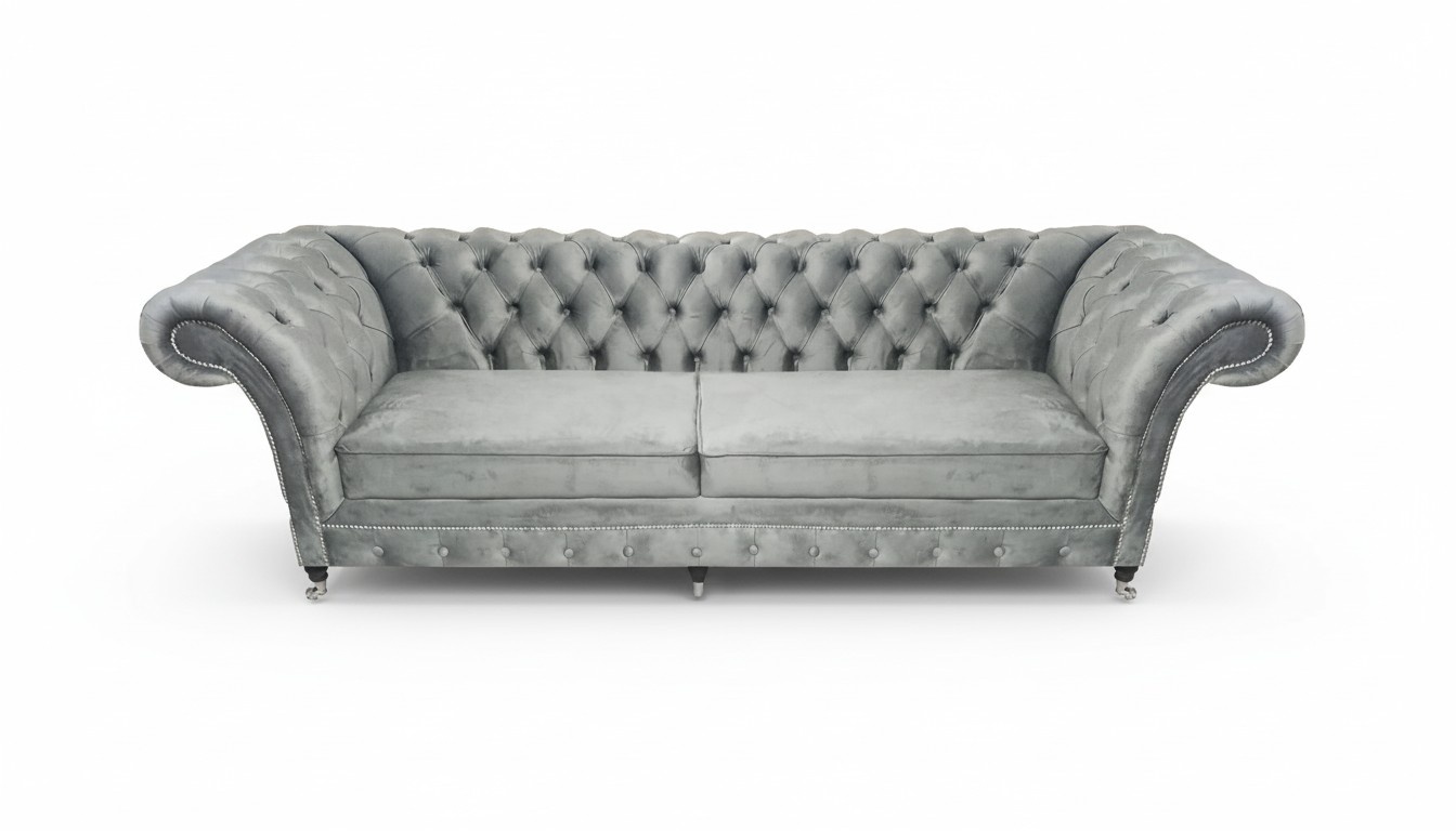 Polstermöbel Grau Sofa Zweisitzer Couch Designer Wohnzimmer Möbel Chesterfield