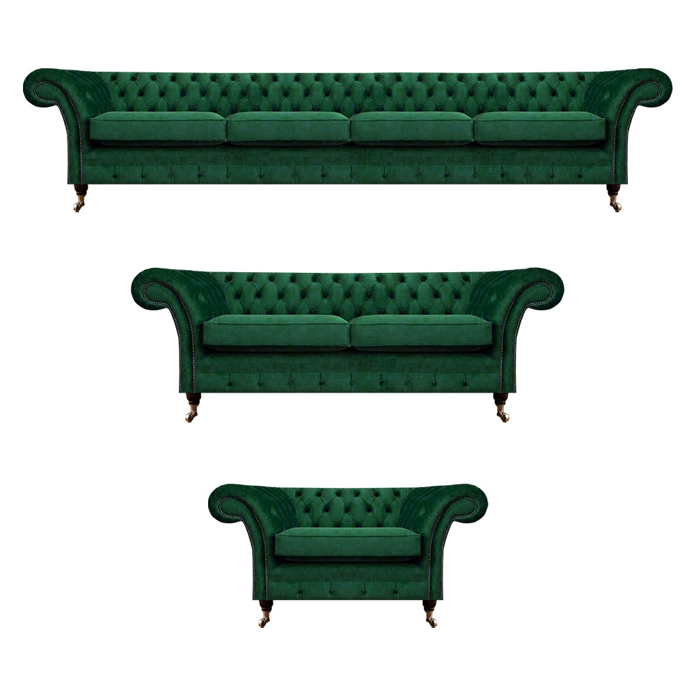 Polstermöbel Grün Sofas Chesterfield Sessel Wohnzimmer 4+2+1 Sofagarnitur