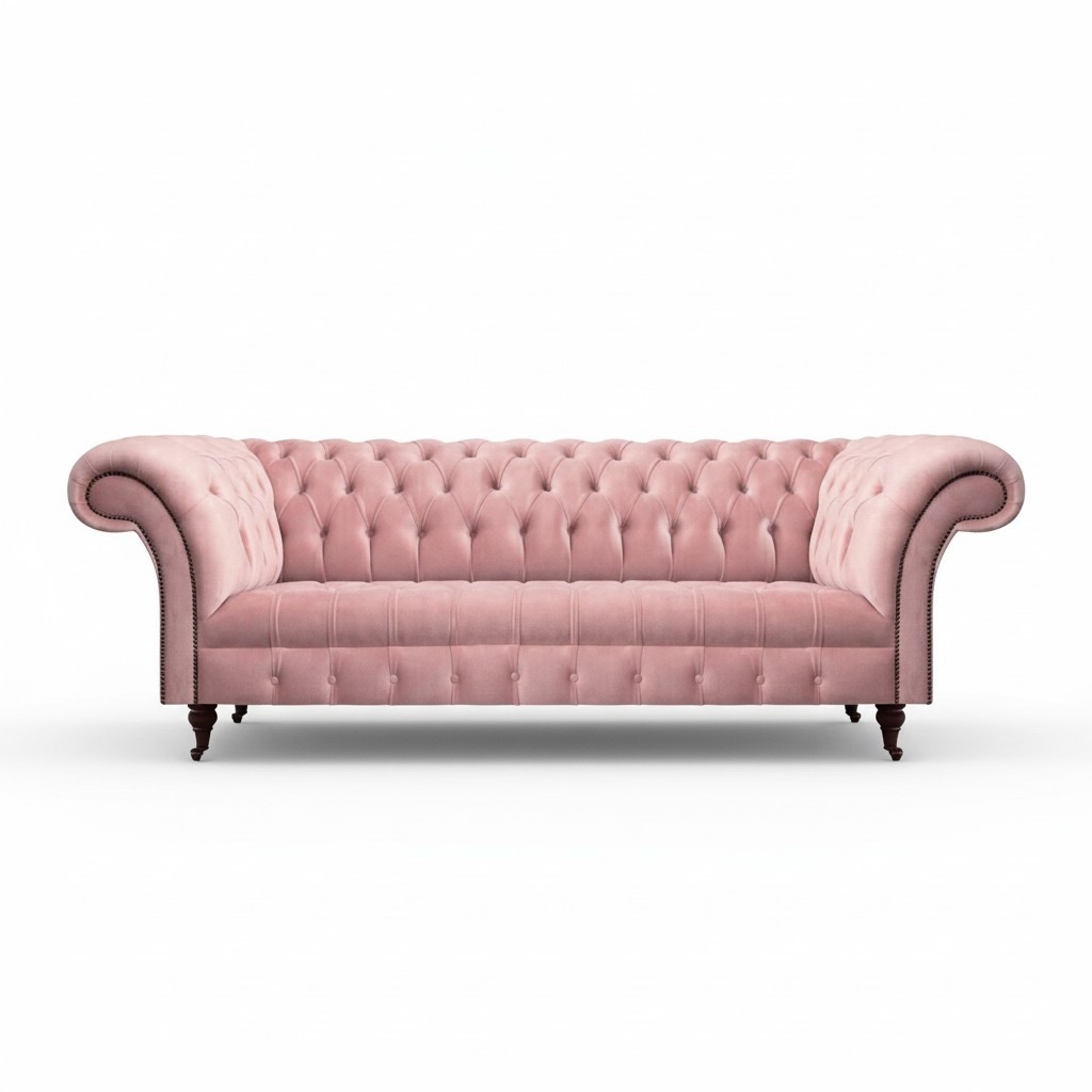 Polstermöbel Sofa Dreisitze Neu Textil Rosa Einrichtung Chesterfield Wohnzimmer