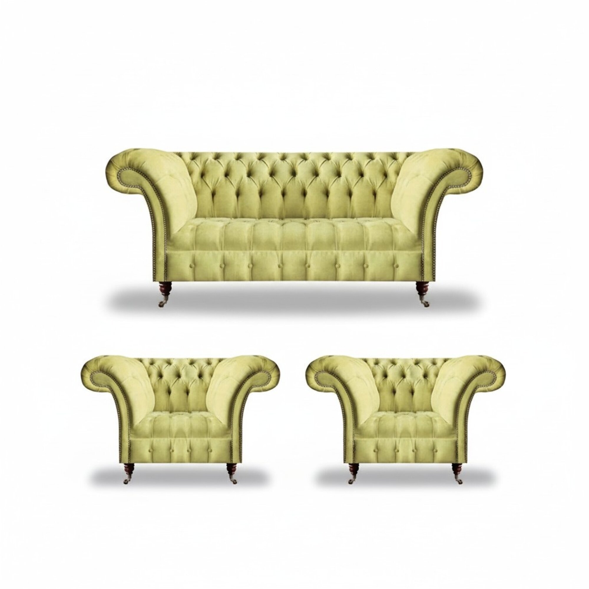Polstermöbel Sofagarnitur Wohnzimmer 3tlg Chesterfield Textil Polstersofas