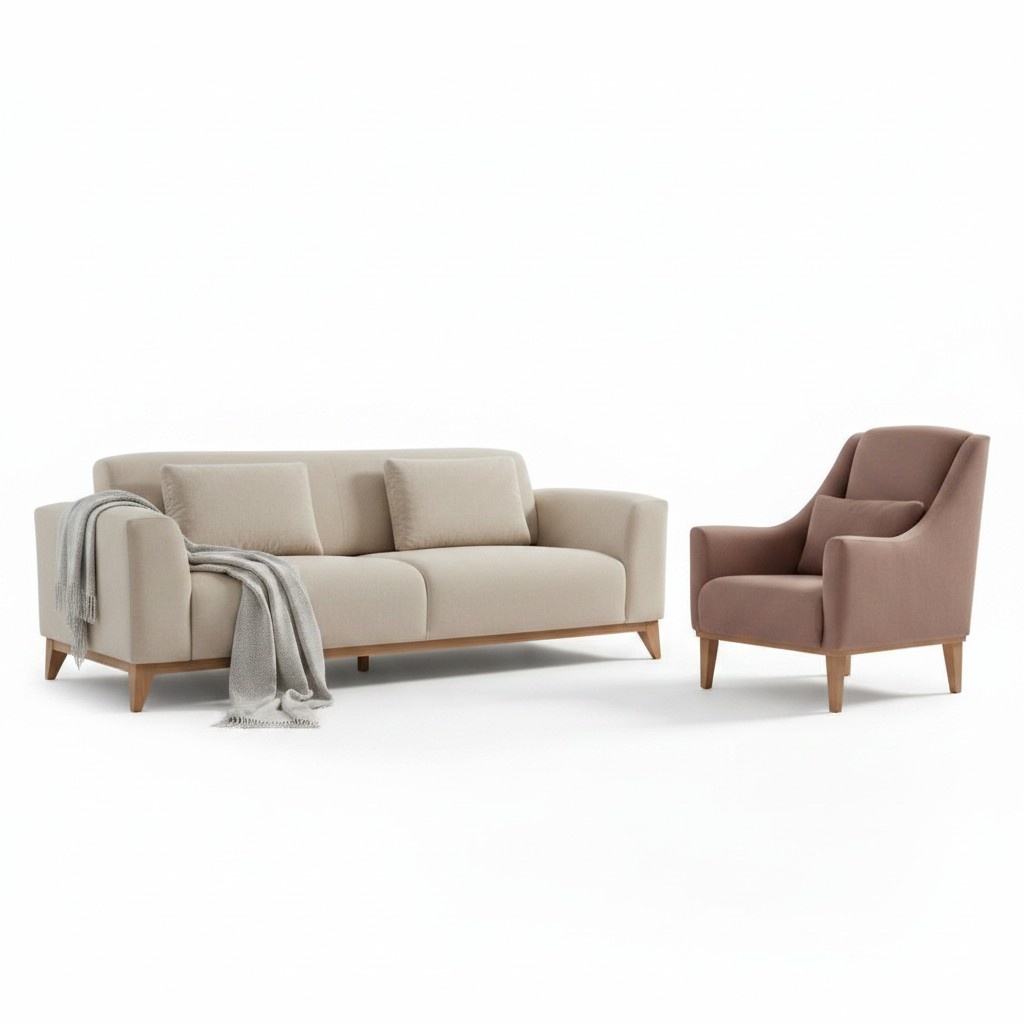Polstermöbel Sofas Set 2tlg 3+1 Sitzer Wohnzimmer Luxus Modern Möbel Essgarnitur