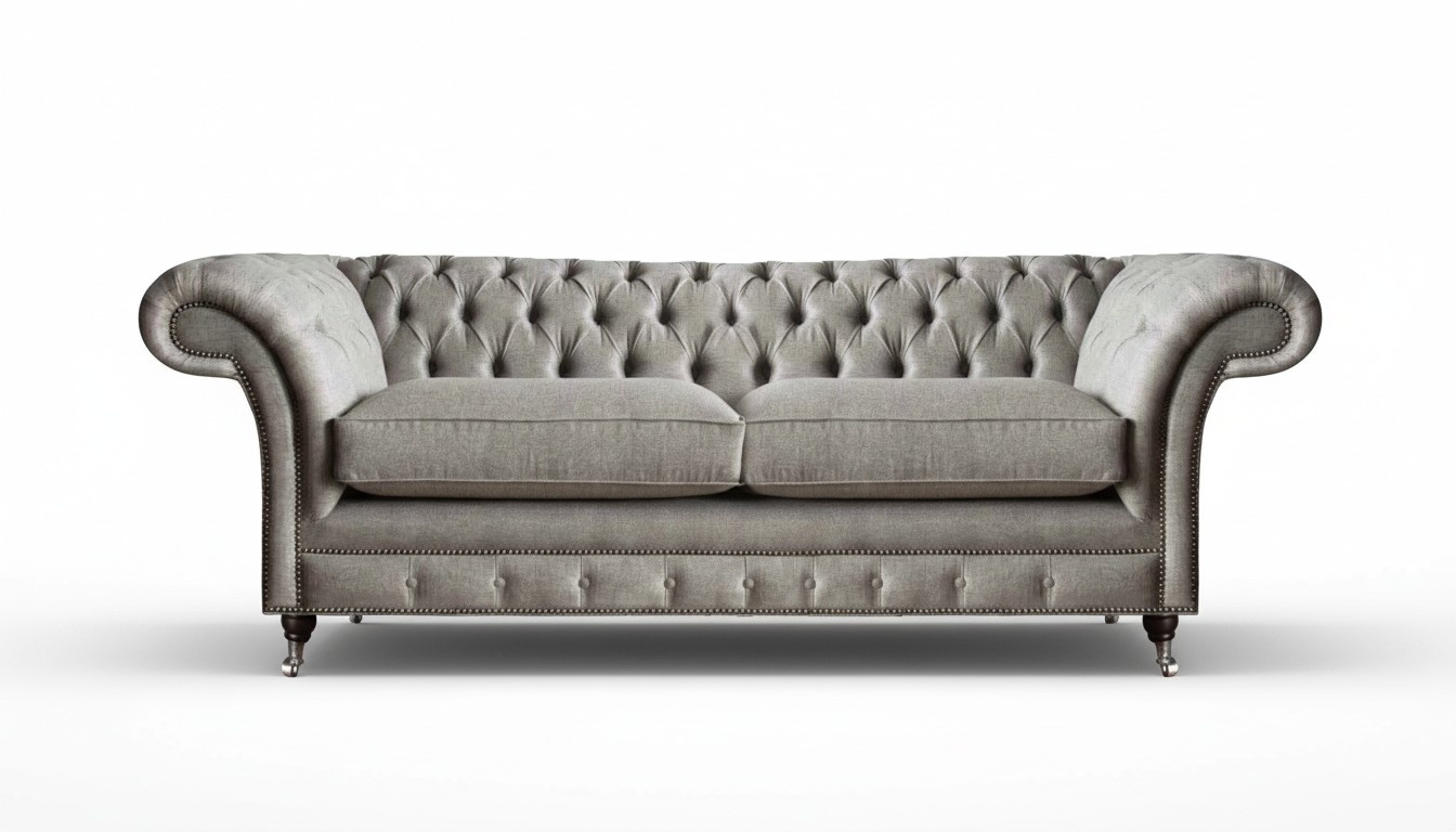 Polstersofa Grau Möbel Luxus Sofa Couch Zweisitzer Chesterfield Sitzmöbel Textil