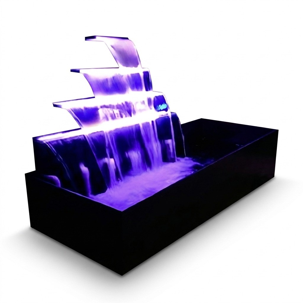 Pool Wasserfall Anlage Brunnen Edelstahl Springbrunnen Wasserspiele