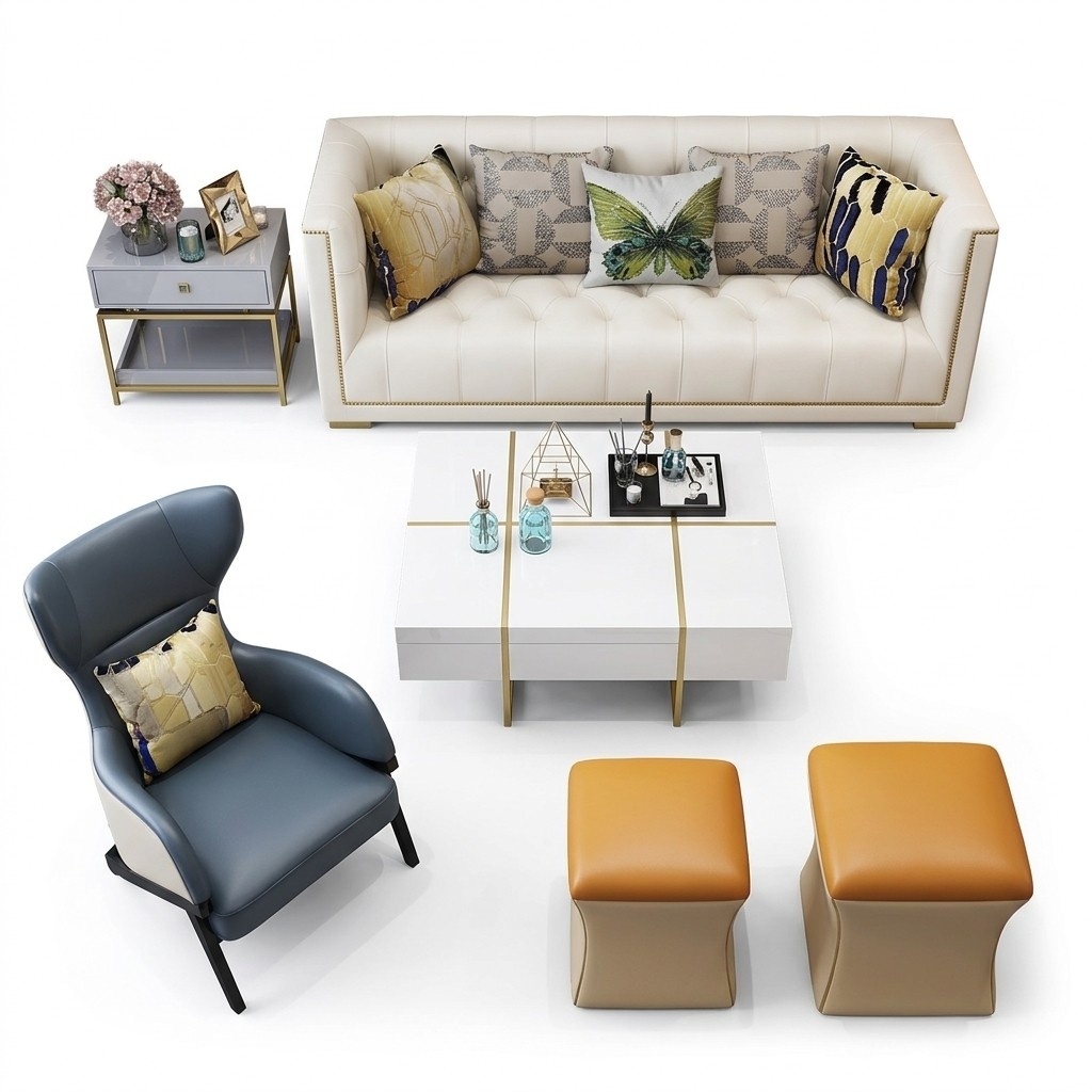 Dreisitzer Couch Polster Design Sofa 3er Sitz Sofas Zimmer Weiß Chesterfield