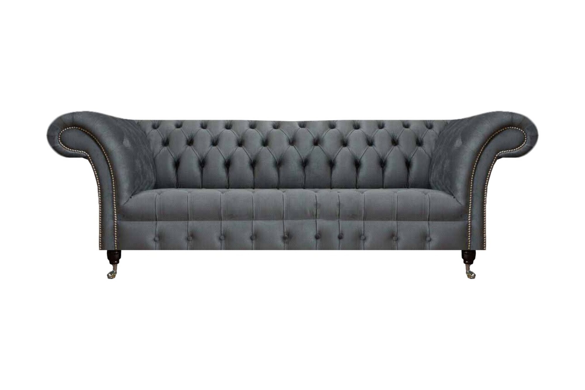 Graues Chesterfield Polstersofa Wohnzimmer Designer Sitzmöbel Couchen