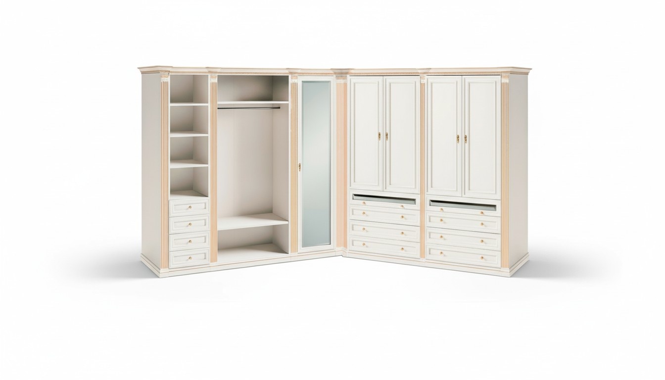 Robuster Weißer Eckschrank Schlafzimmer L-Form Schränke Designer Möbel