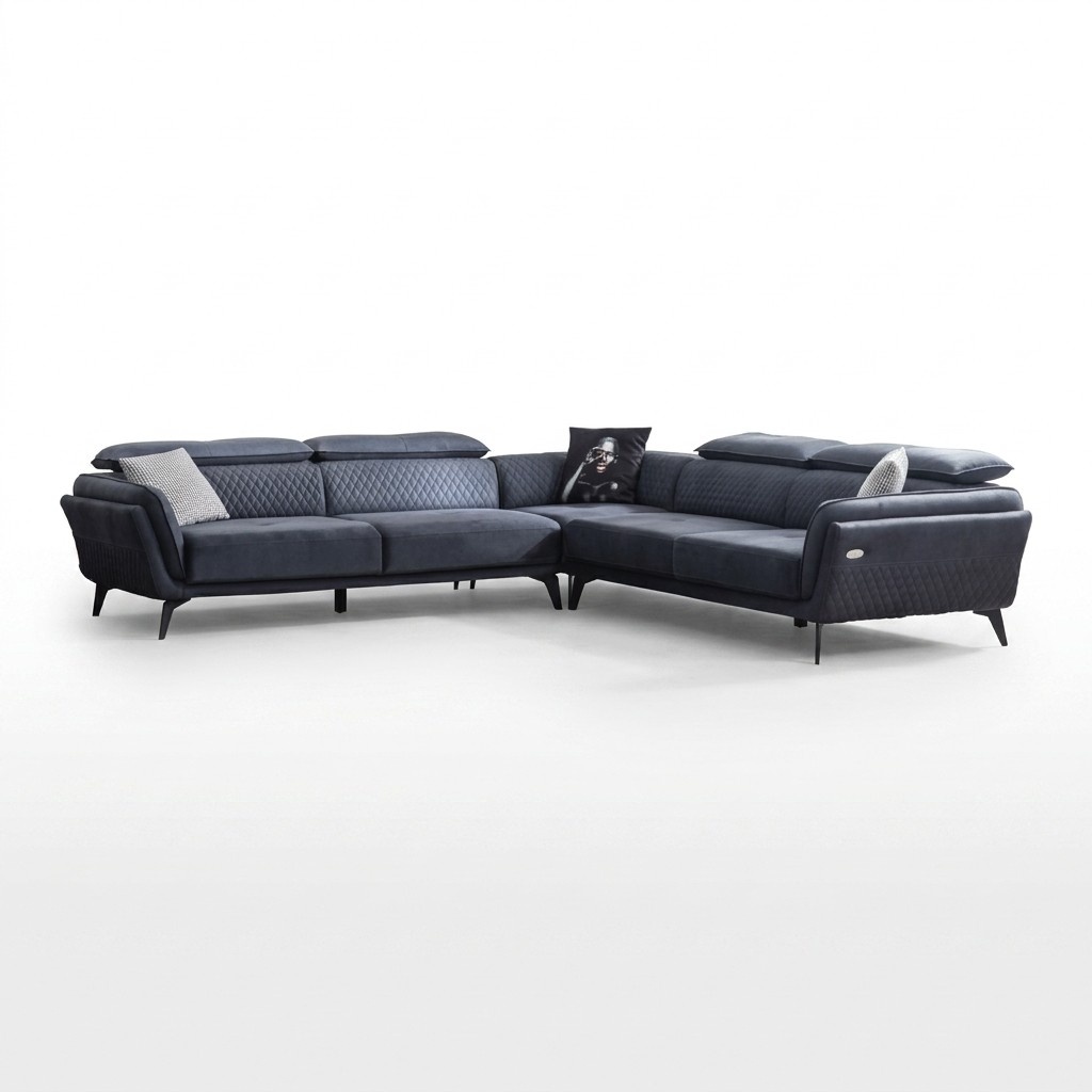 Robustes Graues Stoffsofa Designer L-Form Sofa Wohnzimmer Polster Couch