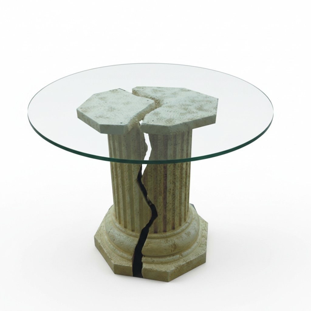 Römisches Design Couchtisch Rund Beistelltisch Säulen Wohnzimmer